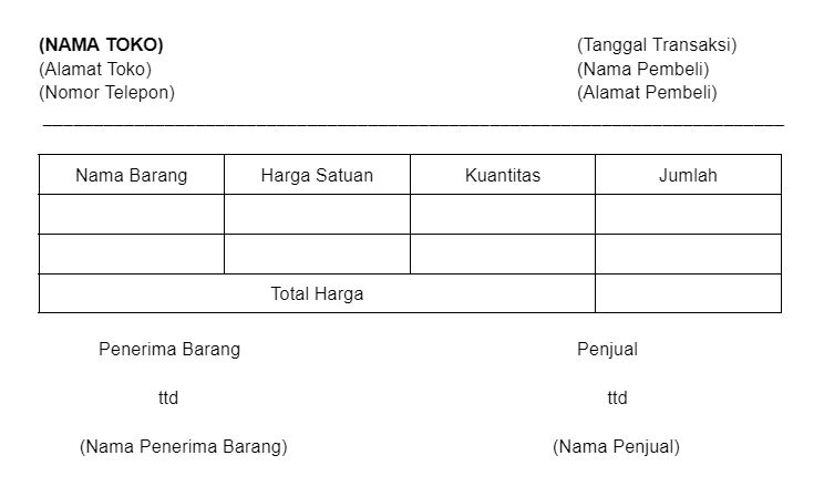 Contoh dan template nota kosong.