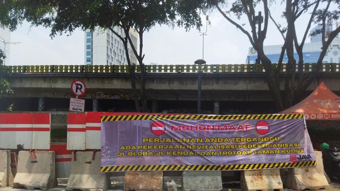 Penampakan proyek pedestrianisasi Jalan Blora dan Jalan Kendal (Kurniawan/detikcom)