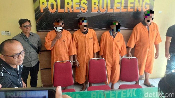 Polres Buleleng saat merilis kasus pemerkosaan-pencabulan anak usia 7 tahun di Kecamatan Banjar, Kabupaten Buleleng, di Mapolres Buleleng, Selasa (29/8/2023).