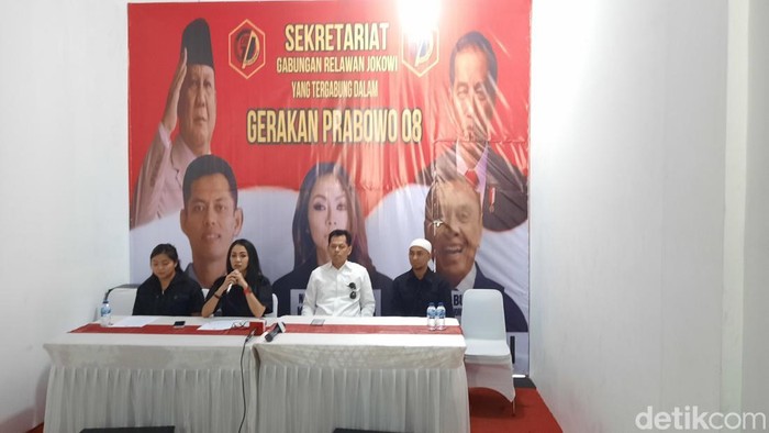 Relawan Gerakan Prabowo (GP) 08 mendeklarasikan dukungan terhadap bakal calon presiden (bacapres) Prabowo Subianto di Pilpres 2024. (Annisa AR/detikcom)