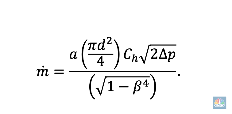 The final equation for calculating the two-phase orifice mass flow rate