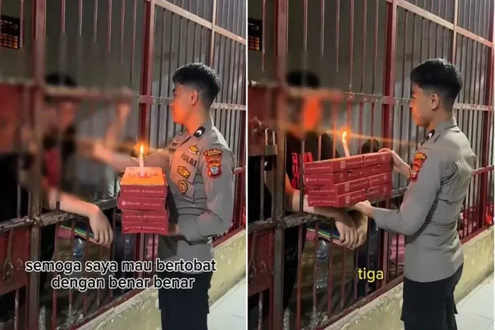 Aksi Polisi Bagi-bagi Makanan Gratis kepada Tahanan Dipuji Netizen