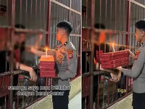 Aksi Polisi Bagi-bagi Makanan Gratis kepada Tahanan Dipuji Netizen