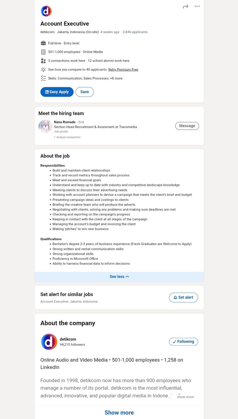 Contoh iklan lowongan kerja.