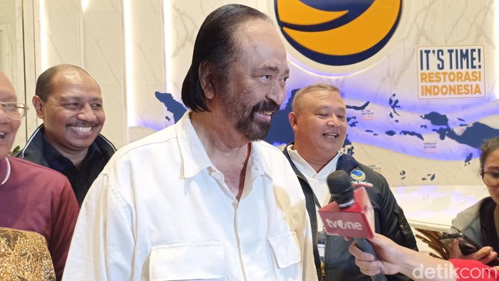 Ketum Partai NasDem, Surya Paloh, di Kantor NasDem, 31 Agustus 2023. (Tiara Aliya Azzahra/detikcom)