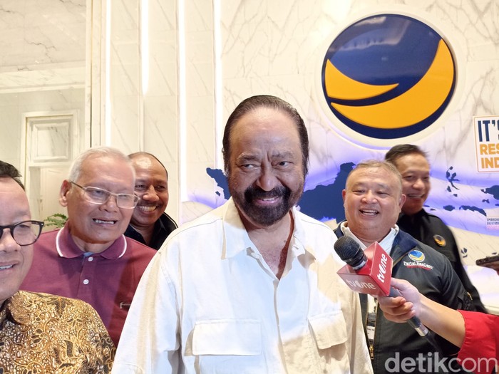 Ketum Partai NasDem, Surya Paloh, di Kantor NasDem, 31 Agustus 2023. (Tiara Aliya Azzahra/detikcom)