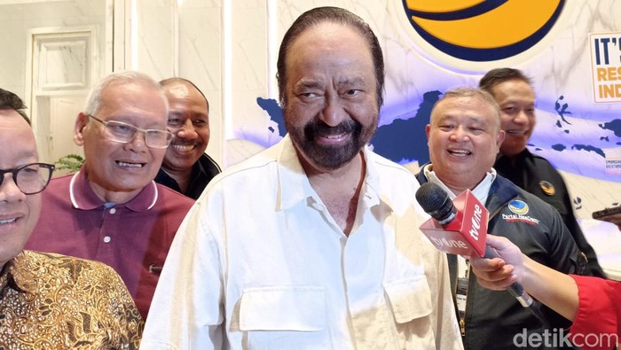 Ketum Partai NasDem, Surya Paloh, di Kantor NasDem, 31 Agustus 2023. (Tiara Aliya Azzahra/detikcom)