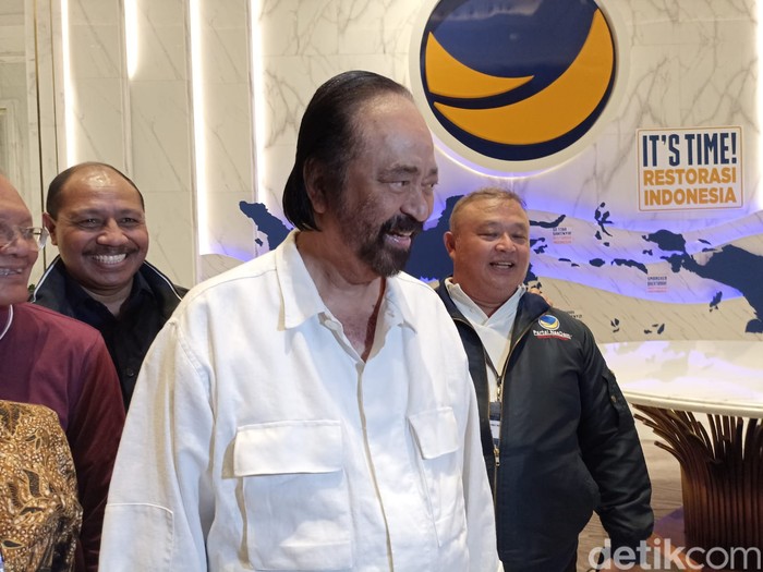 Ketum Partai NasDem, Surya Paloh, di Kantor NasDem, 31 Agustus 2023. (Tiara Aliya Azzahra/detikcom)