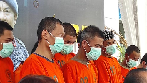 SJ dan BG, dua pelaku pengedar narkotika di lokalisasi dihadirkan saat konferensi pers di Kantor BNNP Bali, Kamis (31/8/2023).