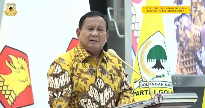 Prabowo Subianto di acara Golkar Institute. (YouTube Golkar Institute)