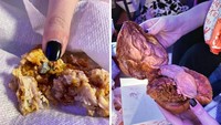 Selain benda tajam, ada netizen yang menemukan mur besi di dalam ayam goreng di chicken sandwich yang akan disantapnya. Foto: Site News