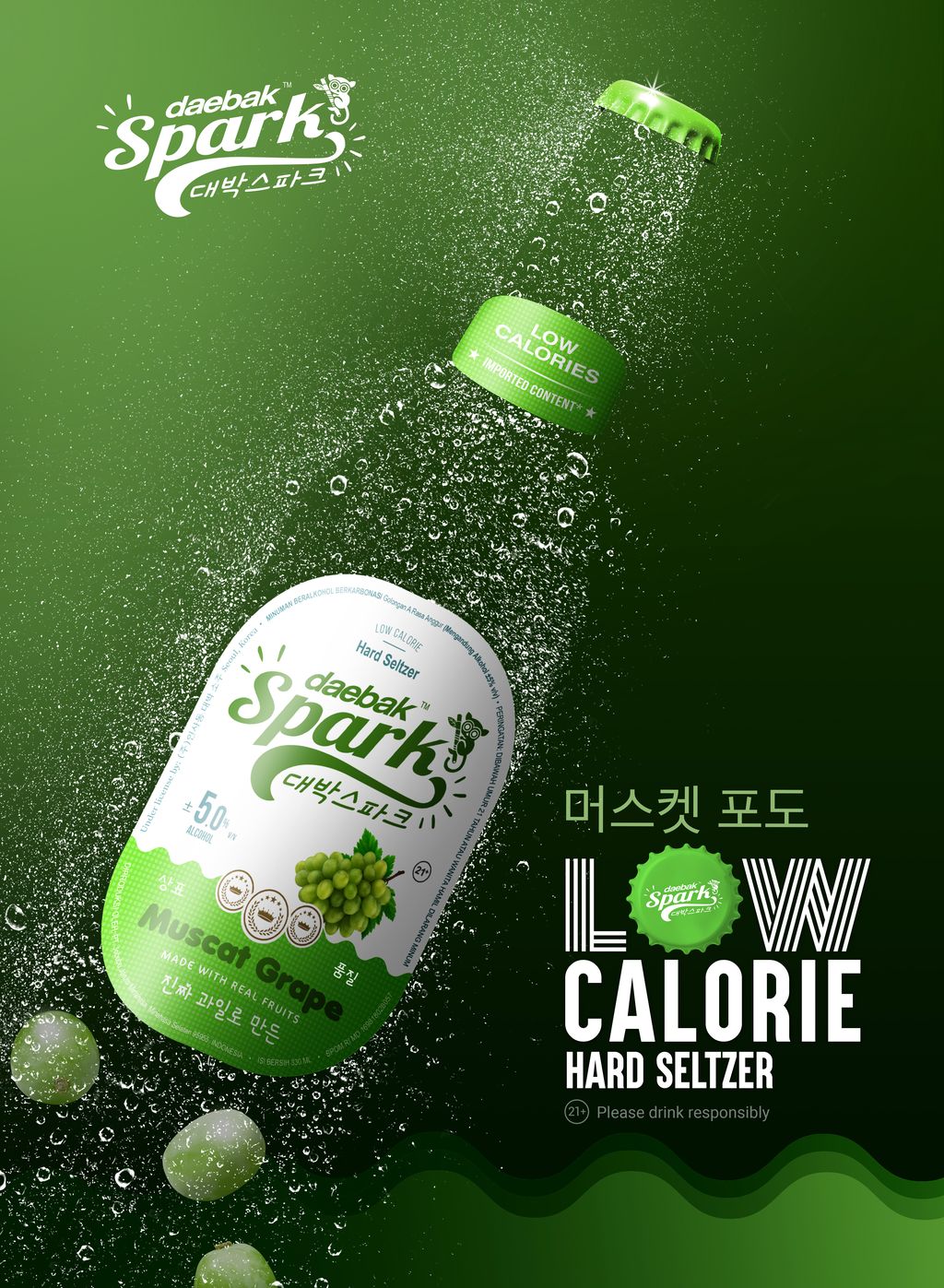 Emiten minuman beralkohol, PT Jobubu Jarum Minahasa Tbk. (BEER) kembali menambah varian rasa dari produk golongan A dengan merek dagang Daebak Spark, yaitu rasa Muscat Grape. (Dok. Jobubu Minahasa)