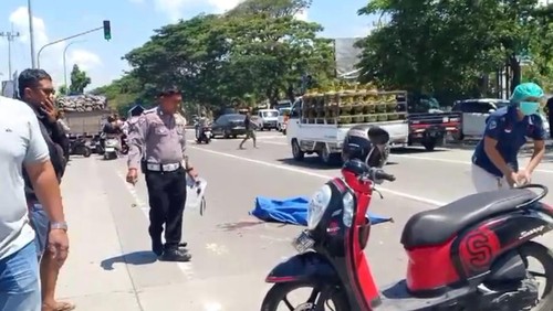 Lokasi kecelakaan maut di Bypas IB Mantra, Klungkung, yang menewaskan satu orang, Jumat (1/9/2023).