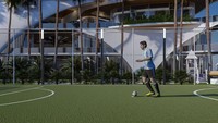 Lapangan bola ini dikelilingi pepohonan kelapa, bikin suasana alaminya makin ketara. 
