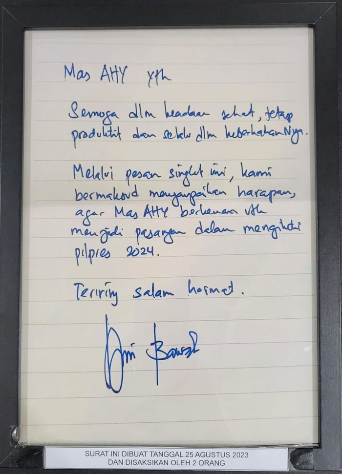 Terungkap! Ini Surat Anies Minta AHY Jadi Cawapres 2024
