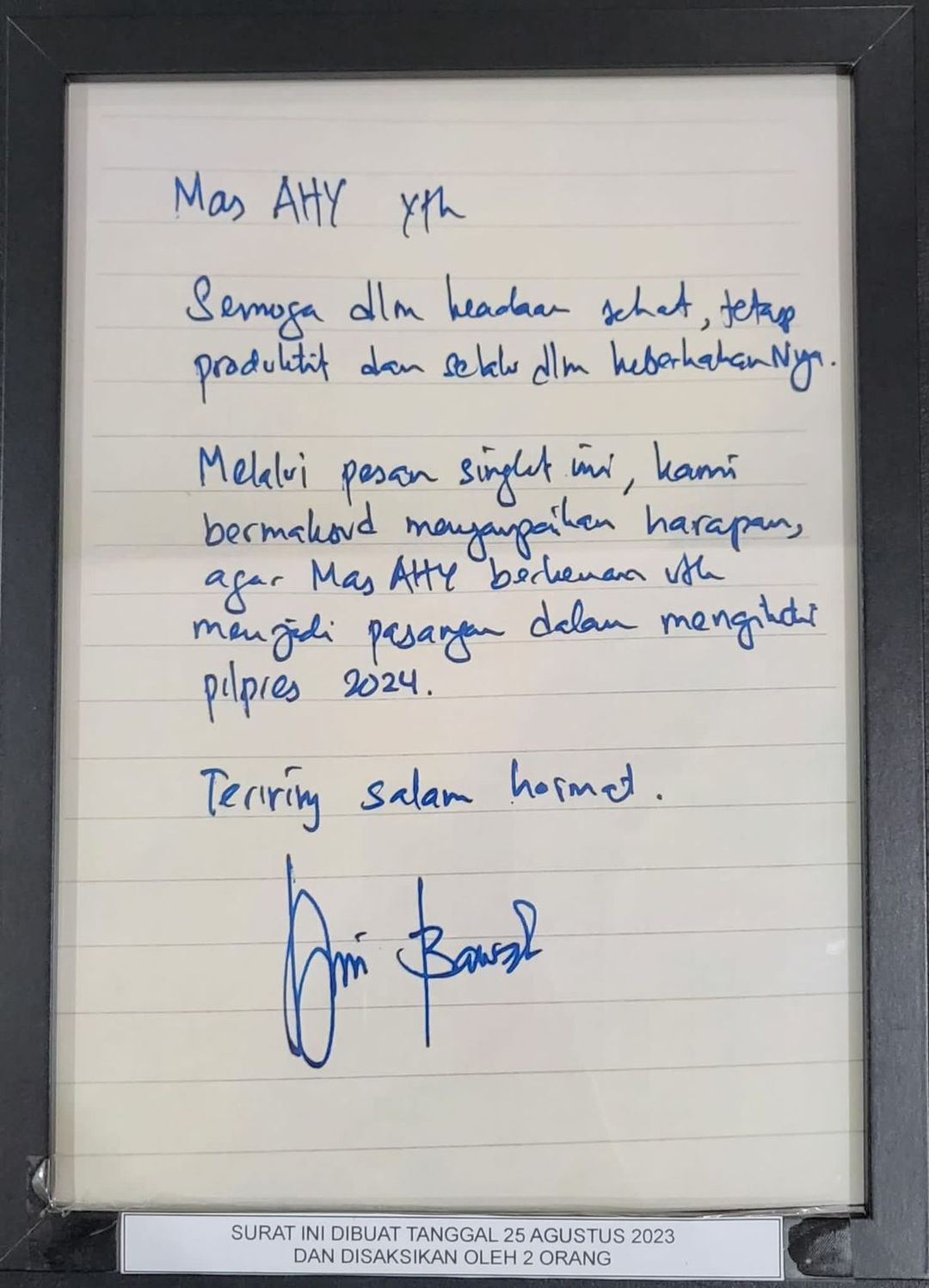 Terungkap! Ini Surat Anies Minta AHY Jadi Cawapres 2024