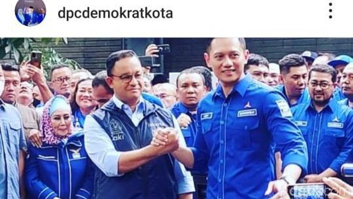 Unggahan di medsos yang kini telah dihapus DPC Demokrat Kota Blitar.