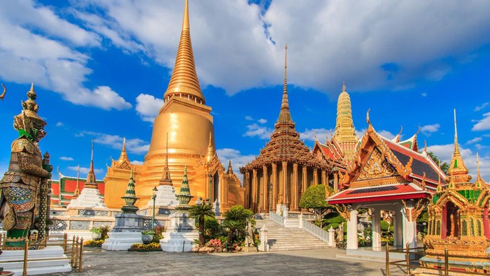 Wat Phra Kaeo, Temple of the Emerald Buddha and the home of the Thai King. Wat Phra Kaeo is one of Bangkoks most famous tourist sites and it was built in 1782 at Bangkok, Thailand.
