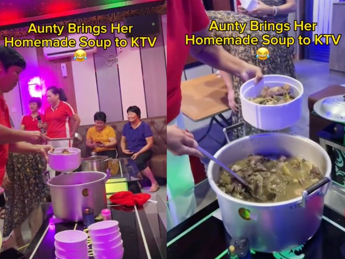 Kocak! Aksi Ibu-Ibu Bawa Sepanci Sup ke Tempat Karaoke