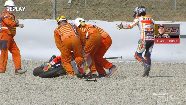 Marc Marquez jatuh di FP1 MotoGP Catalunya