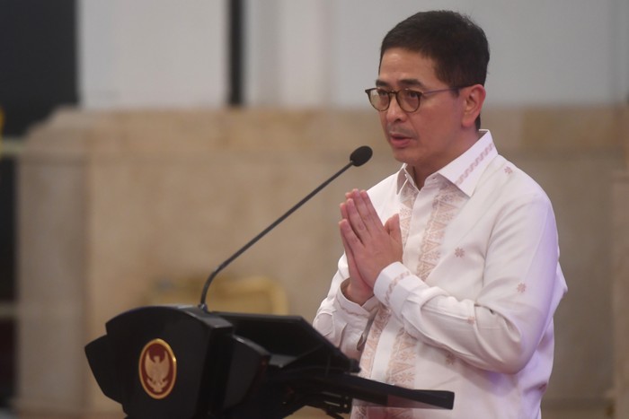Ketua KADIN yang juga ketua ASEAN Business Advisory Council (ABAC) Arsjad Rasjid berpidato saat acara pembukaan ASEAN Business Investment Summit (ABIS) 2023 di Istana Negara, Jakarta, Jumat (1/9/2023). ABIS 2023 mengangkat tema ASEAN Centralilty: Inovating Toward Greater Inclusivity. ANTARA FOTO/Akbar Nugroho Gumay/foc.