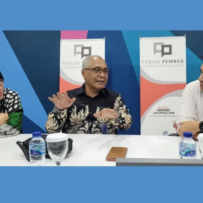 Wakil Ketua Bidang Daerah, Persatuan Wartawan Indonesia (PWI) Pusat, Akhmad Munir saat audensi dengan Dewan Pengurus Forum Pemred di Jakarta, Jumat (1/9/2023). (ANTARA/Hermi)