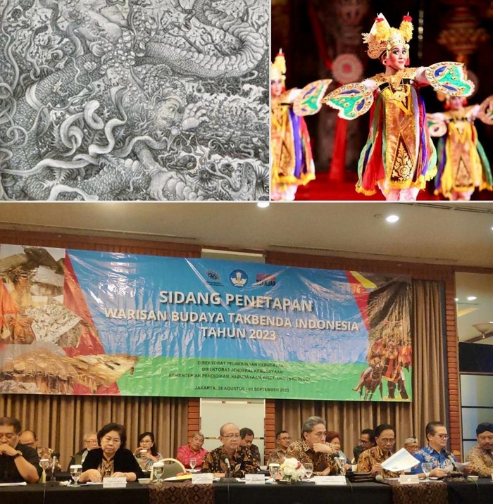 Karya Budaya Langgam lukisan I Gusti Made Deblog  dan Karya Budaya Tari Baris Kekupu  yang ditetapkan menjadi WBTB Nasional Tahun 2023. (Pemkot Denpasar)