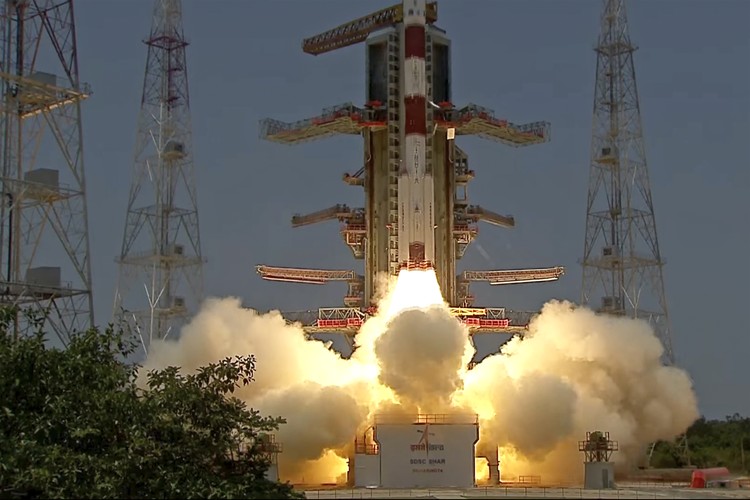 Indias Aditya-L1 spacecraft travels after it was launched from the Satish Dhawan Space Centre in Sriharikota, India, Saturday, Sept. 2, 2023. India launched its first space mission to study the sun on Saturday, less than two weeks after a successful uncrewed landing near the south polar region of the moon. (AP Photo/R. Parthibhan)