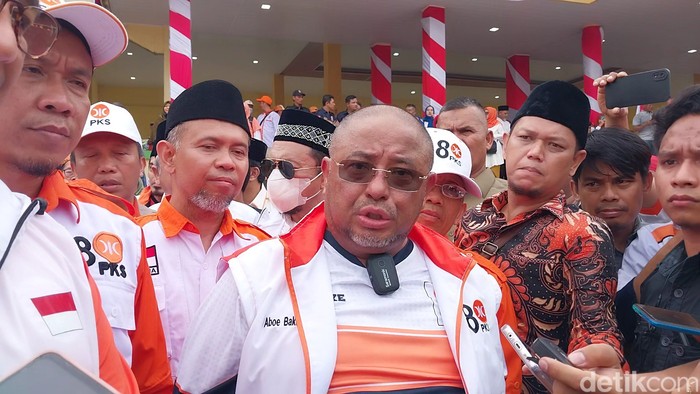 Sekjen DPP PKS Habib Aboe Bakar Alhabsy di Lapangan Astaka Pancing. (Foto: Finta Rahyuni/detikSumut).