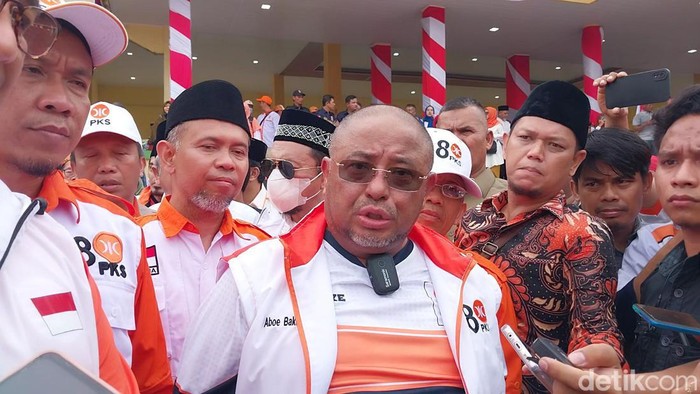 Sekjen DPP PKS Habib Aboe Bakar Alhabsy di Lapangan Astaka Pancing. (Foto: Finta Rahyuni/detikSumut).