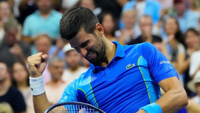 Sept 3, 2023; Flushing, NY, USA; 
Novak Djokovic of Serbia after beating Borna Gojo of Croatia on day seven of the 2023 U.S. Open tennis tournament at USTA Billie Jean King National Tennis Center. Mandatory Credit: Robert Deutsch-USA TODAY Sports