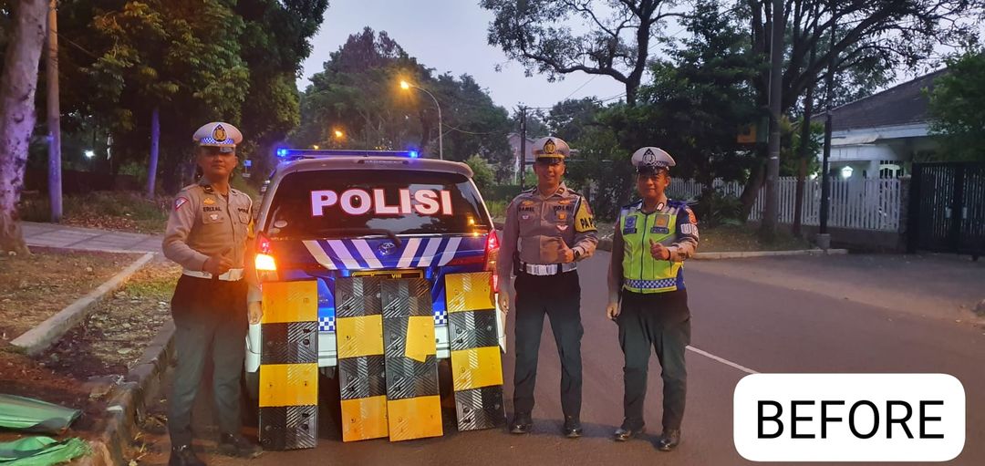 Polresta Bogor Kota memasang speed trap di Jalan Merak Tanah Sareal