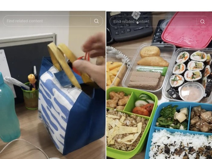Unggahan viral suami yang membuka bekal dari sang istri istrinya lengkap seperti ingin piknik.