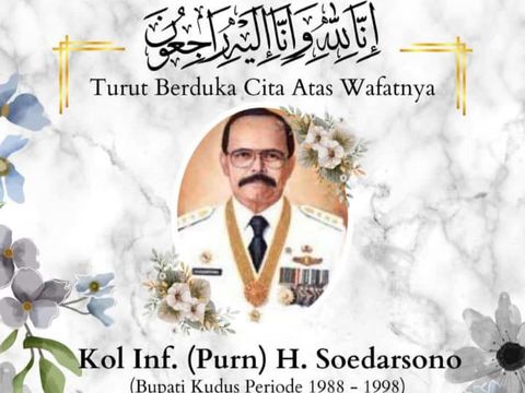 Kabar duka Bupati Kudus periode 1988-1998 Kol Inf. (Purn) H. Soedarsono meninggal dunia, Selasa (5/9/2023).