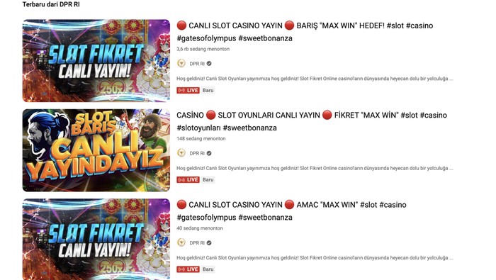 Akun YouTube DPR RI diretas tayangkan judi online