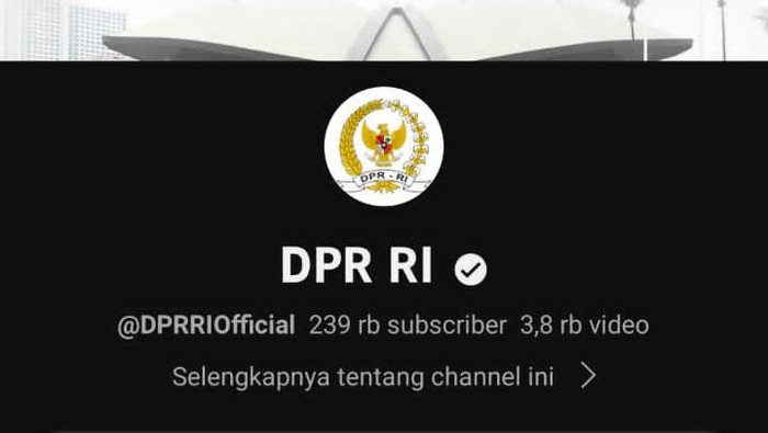 Akun YouTube DPR RI kembali aktif usai ditutup karena proses pemulihan akibat diretas.
