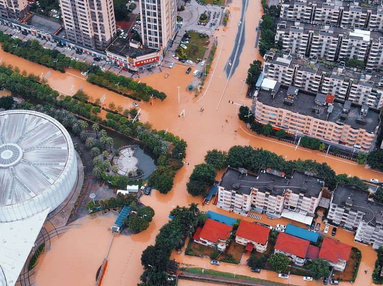 Foto Udara Banjir Rendam Fujian China
