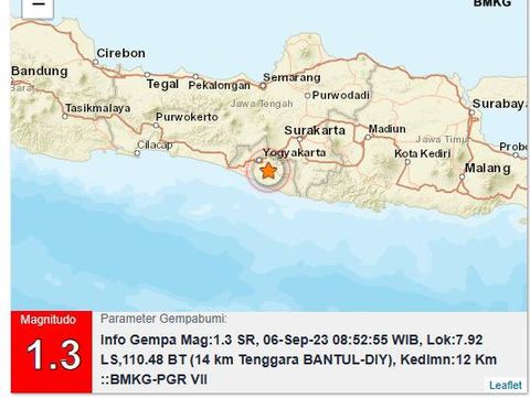 Gempa Bantul, Rabu (6/9/2023).