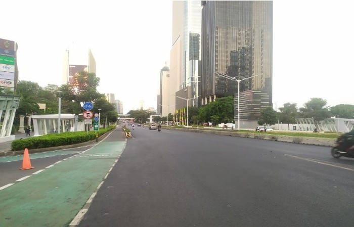 Hasil perbaikan Jl Jenderal Sudirman di Jakarta. (Dok Dinas Bina Marga DKI)