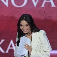 Artis dan pengusaha ini menyampaikan pidatonya sebagai perwakilan generasi muda di KTT ke-43 ASEAN yang digelar di Hotel Mulia Jakarta. Foto: Media Center KTT ASEAN 2023/Zabur Karuru