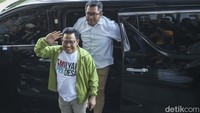 Ketua Umum Partai Kebangkitan Bangsa (PKB) Muhaimin Iskandar tiba di Nasdem Tower, Jakarta, Rabu (6/9/2023).  