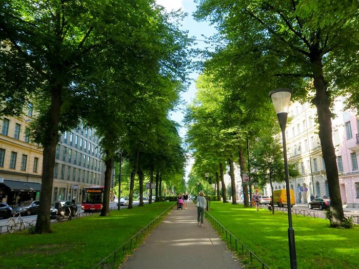 Tidak hanya area sejuk dan teduh di kota, Karlavägen di Stockholm membantu pembentukan perilaku ramah lingkungan seperti jalan kaki dan bersepeda.