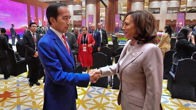 Momen Wapres AS Kamala Harris Pamitan ke Jokowi