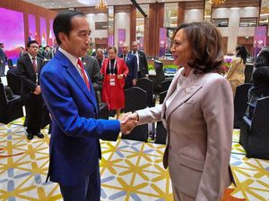 Momen Wapres AS Kamala Harris Pamitan ke Jokowi