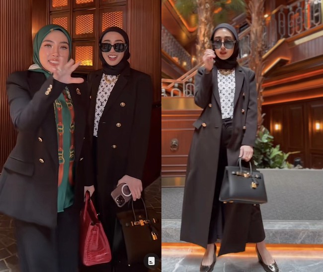 Reza Gladys salah satu pemilik bisnis skincare viral juga merupakan salah satu member arisan yang harga outfitnya ditebak Shella. Outfit yang dipakai Reza diperkirakan Rp 500 juta. Foto: Dok. TikTok @shellasaukia.