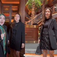 Kemudian Shella mendatangi pemilik dari bisnis skincare Daviena Skincare, Melvhina Husyanti. Namun Melvhina tidak berkenan menyebutkan harga outfitnya. Foto: Dok. TikTok @shellasaukia.