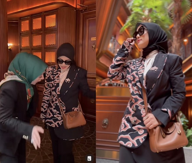 Dalam unggahan tebak harga outfit anggota arisan Lady Boss Indonesia yang viral itu, Shella Saukia juga menerka harga outfit pemilik batik Trusmi, Sally Giovanny yaitu sekitar Rp 300 juta.  Foto: Dok. TikTok @shellasaukia.