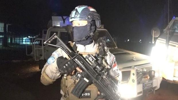 Pasukan FPU Indonesia melakukan apel sebelum melakakan patroli AOR (Mei Amelia-detikcom)