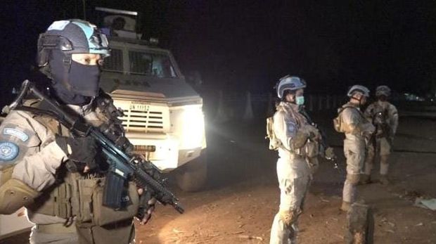 Pasukan FPU Indonesia melakukan apel sebelum melakakan patroli AOR (Mei Amelia-detikcom)