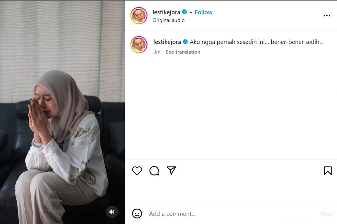 Tangkapan Layar Instagram Lesti Kejora.